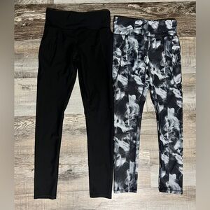 Old Navy Black and Gray Leggings Athletic Stretchy Leggings Bundle Size XL